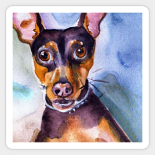 Miniature Pinscher Watercolor - Dog Lovers Sticker